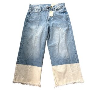 a.n.a Blue and Cream Flare Wide Leg Jeans